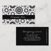 Retro zwart-wit bloemen naamkaartje (Voorkant / Achterkant)