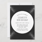 Retro Zwart Wit Bloemen Platenspeler Verjaardag Cu Kaart (Achterkant)