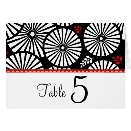 Retro zwart-wit bloemen Tafel Nummerkaart (Voorkant Horizontaal)