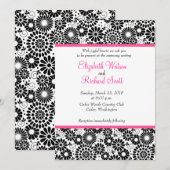 Retro zwart-wit bloemen trouwkaart kaart (Voorkant / Achterkant)