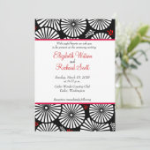 Retro zwart-wit bloemen trouwkaart kaart (Staand voorkant)