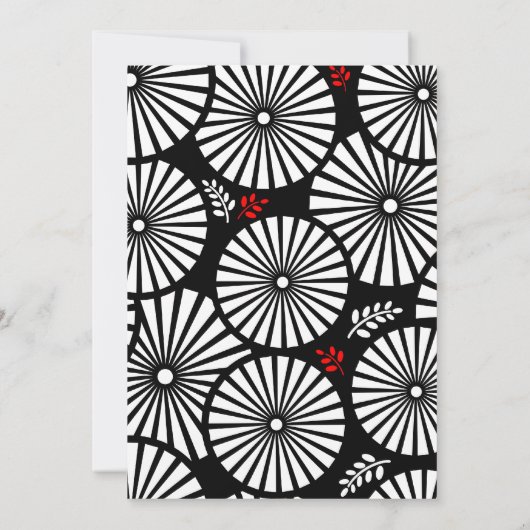 Retro zwart-wit bloemen trouwkaart kaart (Achterkant)