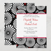 Retro zwart-wit bloemen trouwkaart kaart (Voorkant / Achterkant)