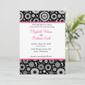 Retro zwart-wit bloemen trouwkaart kaart (Staand voorkant)