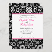 Retro zwart-wit bloemen trouwkaart kaart (Voorkant / Achterkant)
