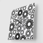 Retro zwart-wit bloemen wandklok (Hoek)