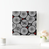 Retro zwart-wit bloemen wandklok (Huis)