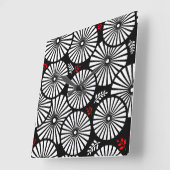 Retro zwart-wit bloemen wandklok (Hoek)
