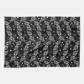 Retro zwart wit bloemenpatroon Handdoek (Horizontaal)