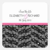 Retro zwart-wit bloemmotief 'Save the Date' sticke Vierkante Sticker (Voorkant)