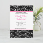 Retro zwart-wit bloemmotief trouwkaart kaart (Staand voorkant)