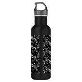 Retro zwart wit bloemmotief waterfles (Achterkant)