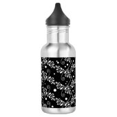 Retro zwart wit bloemmotief waterfles (Links)