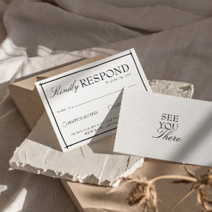 Retro Zwart-Wit Boho Oud Geld Huwelijk RSVP Kaartje