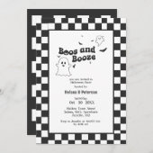Retro zwart-wit Boos en Booze Halloween Party Kaart (Voorkant / Achterkant)