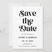 Retro Zwart-wit Bruiloft Save The Date Kaart (Voorkant)