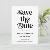 Retro Zwart-wit Bruiloft Save The Date Kaart (Staand voorkant)