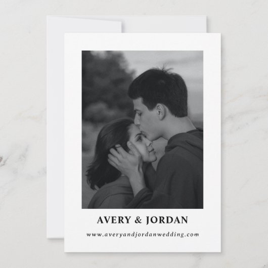 Retro Zwart-wit Bruiloft Save The Date Kaart (Achterkant)