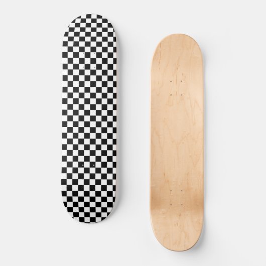 Retro Zwart Wit Checker 80's Cool Wall Art Persoonlijk Skateboard (Voorkant)