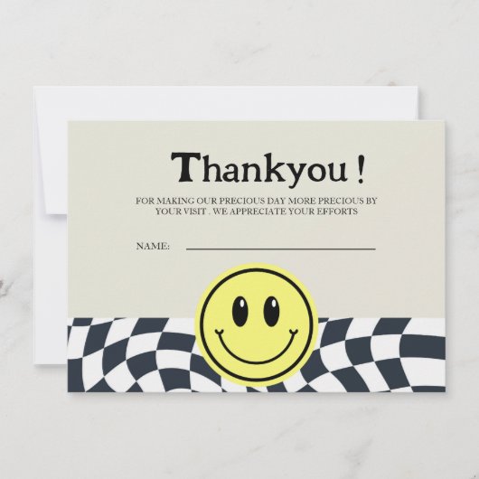 Retro  zwart-wit checker Baby Dank u (Voorkant)