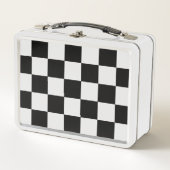 Retro Zwart-wit Checkerboard Drinkonderzetters (Voorkant)