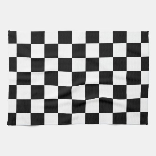 Retro Zwart-wit Checkerboard Patroon Handdoeken (Horizontaal)