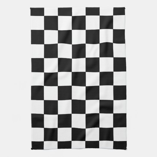 Retro Zwart-wit Checkerboard Patroon Handdoeken (Verticaal)