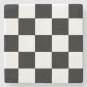 Retro Zwart-wit Checkerboard Stone Onderzetters (Voorkant)