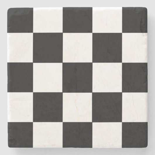 Retro Zwart-wit Checkerboard Stone Onderzetters (Voorkant)