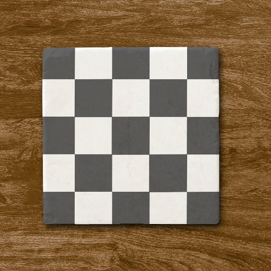 Retro Zwart-wit Checkerboard Stone Onderzetters