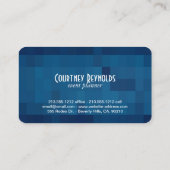 Retro Zwart-wit Chevron Blauw Geometrisch Visitekaartje (Achterkant)