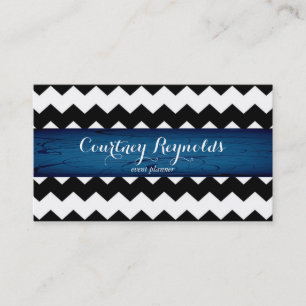 Retro Zwart-wit Chevron Patroon Blues Party Visitekaartje
