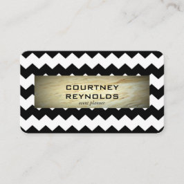 Retro Zwart-wit Chevron Patroon Marmer Visitekaartje