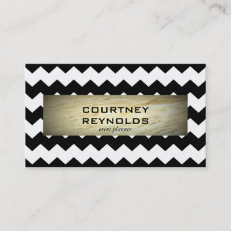 Retro zwart-wit chevronpatroon marmer visitekaartje