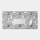 Retro Zwart Wit Classy Computer Circuit Board Bureaumat (Keyboard & Muis)