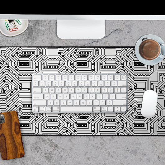 Retro Zwart Wit Classy Computer Circuit Board Bureaumat