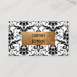 Retro zwart-wit damast patroon koper visitekaartje