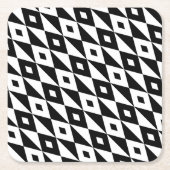 Retro Zwart Wit Diamant Gevormd Modern Patroon Kartonnen Onderzetters (Voorkant)