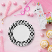 Retro Zwart Wit Diamant Gevormd Modern Patroon Papieren Bordje (Feest)