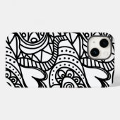 Retro zwart-wit Doodle-patroon Case-Mate iPhone Case (Achterkant (horizontaal))