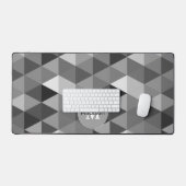 Retro zwart wit driehoeken patroon Monogram Bureaumat (Keyboard & Muis)