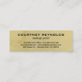 Retro Zwart Wit en Beige Chevron Patroon Skinny Mini Visitekaartje (Achterkant)