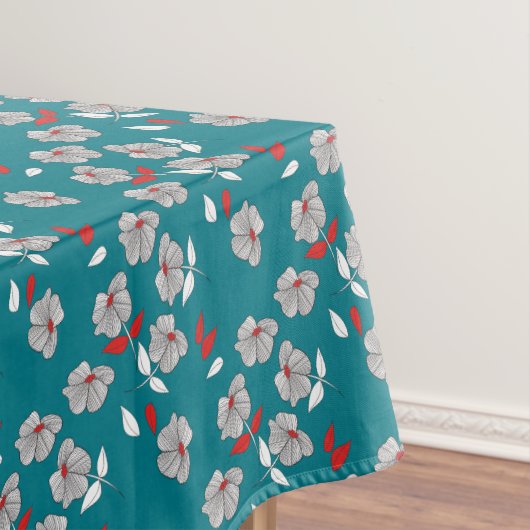 Retro  zwart, wit en rood blokpatroon tafelkleed (Voorbeeld)