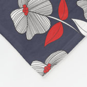 Retro  zwart, wit en rood Floral monogram Fleece Deken (Hoek)