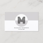 Retro Zwart-wit Geometrisch Modern Monogram Visitekaartje (Voorkant)