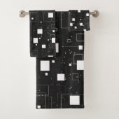Retro zwart-wit geometrisch patroon bad handdoek (Insitu)