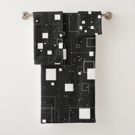 Retro zwart-wit geometrisch patroon bad handdoek