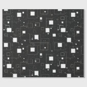 Retro zwart-wit geometrisch patroon cadeaupapier (Vlak)
