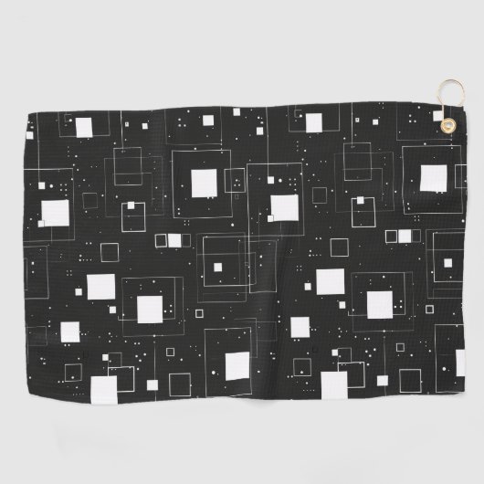 Retro zwart-wit geometrisch patroon golfhanddoek (Horizontaal)