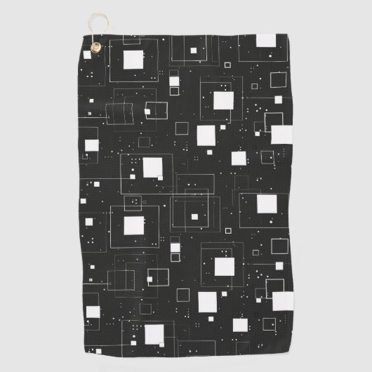 Retro zwart-wit geometrisch patroon golfhanddoek (Voorkant)